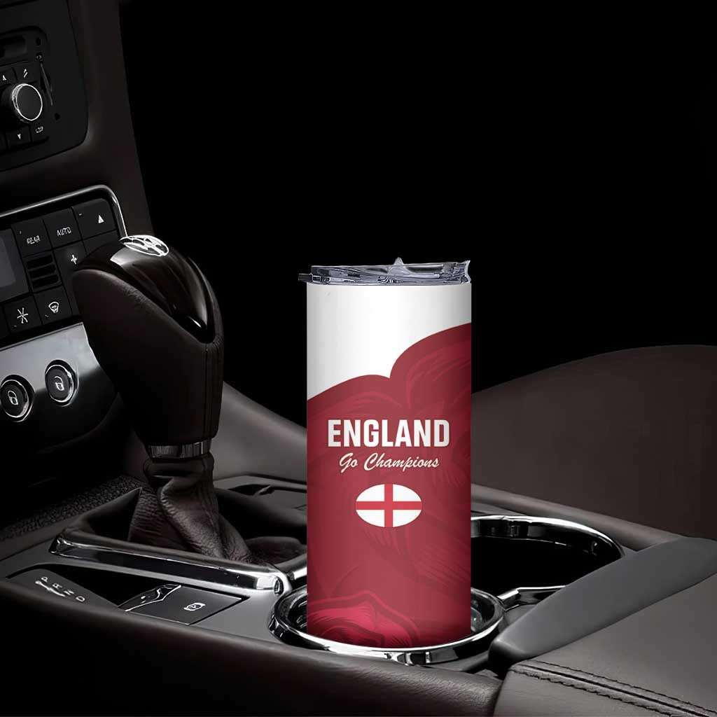 Custom England Rugby 2025 Skinny Tumbler Go Champions Red Rose - Wonder Print Shop