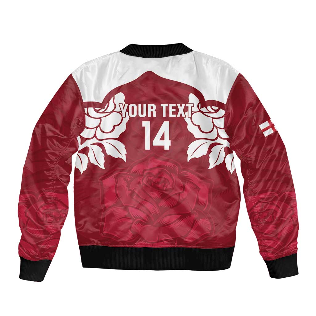 Custom England Rugby 2025 Sleeve Zip Bomber Jacket Go Champions Red Rose - Wonder Print Shop