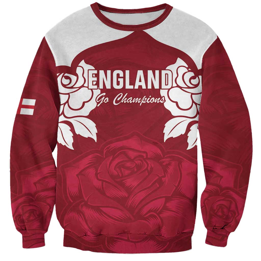 Custom England Rugby 2025 Sweatshirt Go Champions Red Rose - Wonder Print Shop