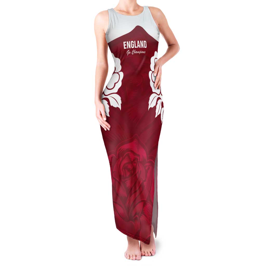 Custom England Rugby 2025 Tank Maxi Dress Go Champions Red Rose - Wonder Print Shop