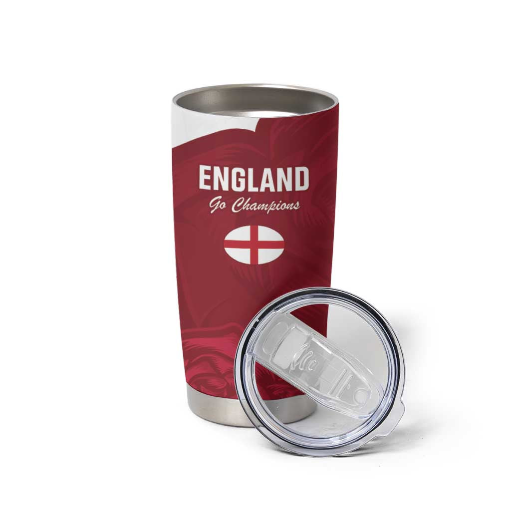 Custom England Rugby 2025 Tumbler Cup Go Champions Red Rose - Wonder Print Shop