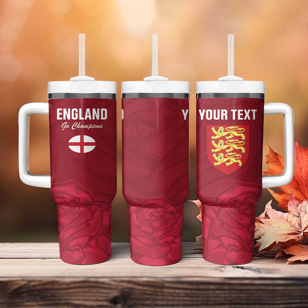 Custom England Rugby 2025 Tumbler With Handle Go Champions Red Rose - Wonder Print Shop