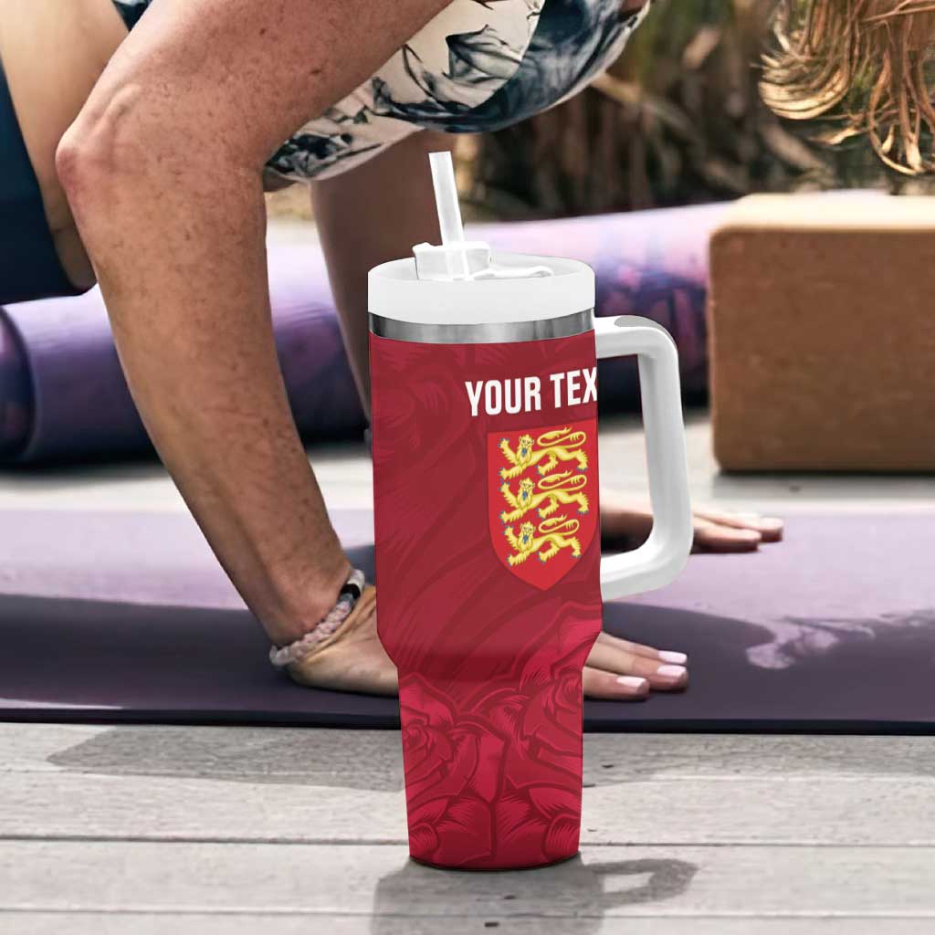 Custom England Rugby 2025 Tumbler With Handle Go Champions Red Rose - Wonder Print Shop