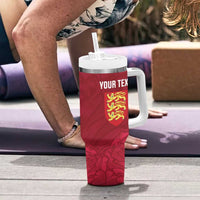 Custom England Rugby 2025 Tumbler With Handle Go Champions Red Rose - Wonder Print Shop