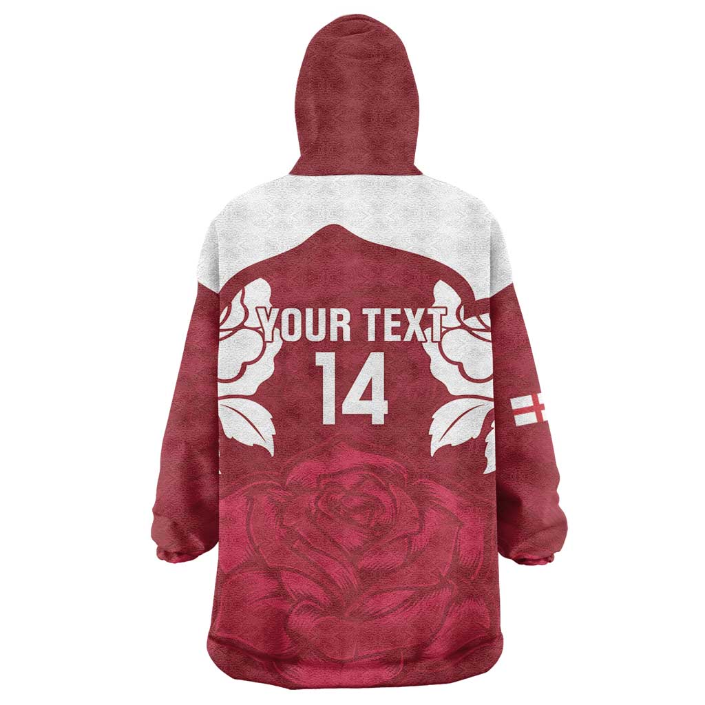 Custom England Rugby 2025 Wearable Blanket Hoodie Go Champions Red Rose - Wonder Print Shop