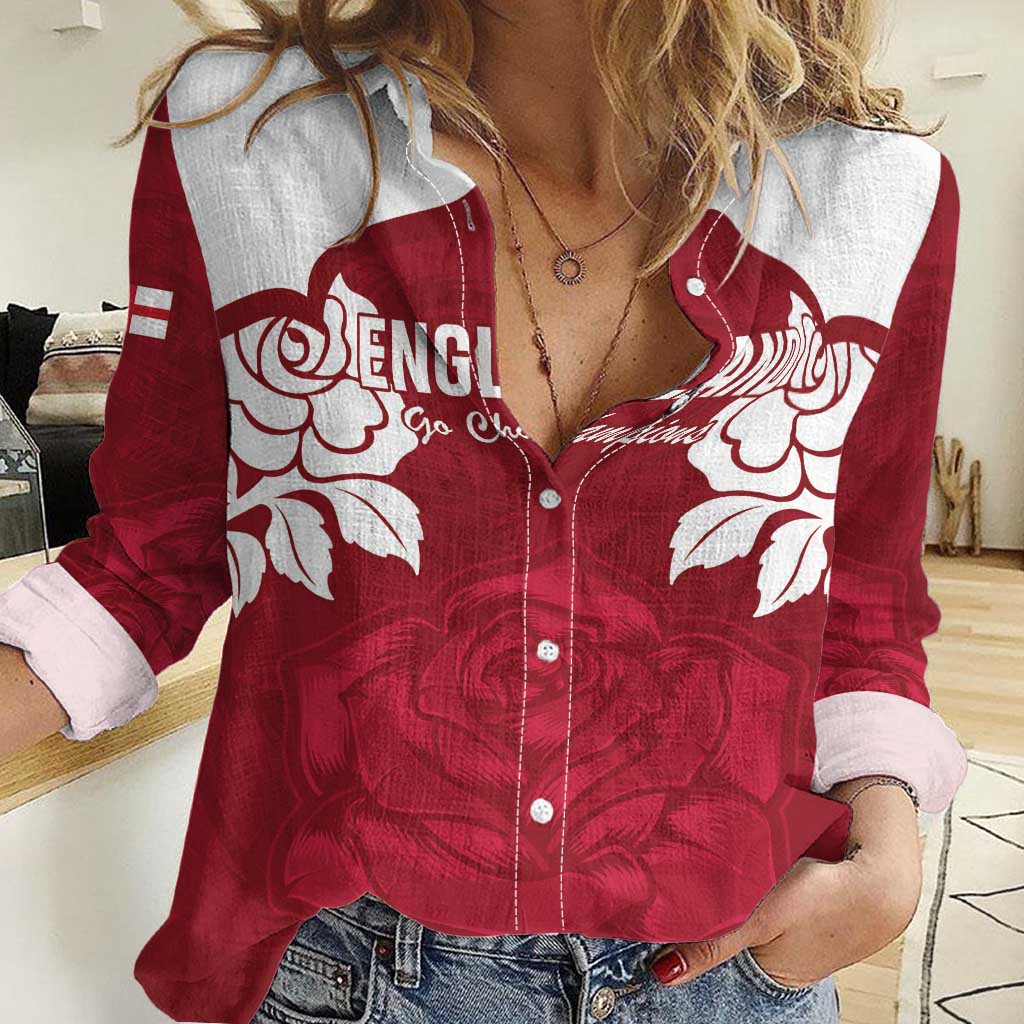 Custom England Rugby 2025 Women Casual Shirt Go Champions Red Rose - Wonder Print Shop