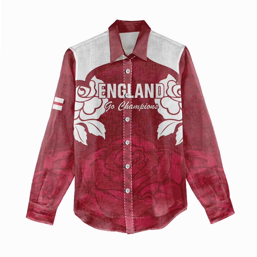 Custom England Rugby 2025 Women Casual Shirt Go Champions Red Rose - Wonder Print Shop