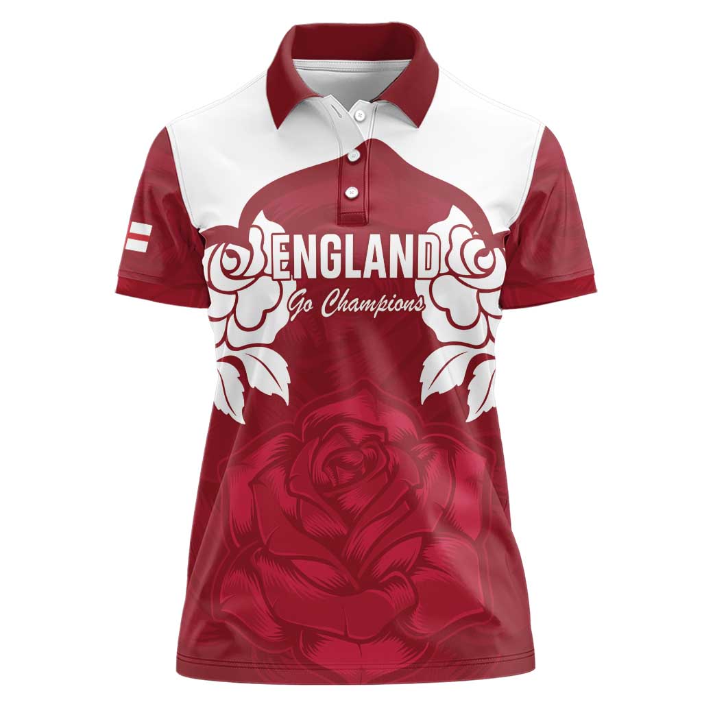 Custom England Rugby 2025 Women Polo Shirt Go Champions Red Rose - Wonder Print Shop