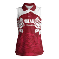Custom England Rugby 2025 Women Sleeveless Polo Shirt Go Champions Red Rose - Wonder Print Shop