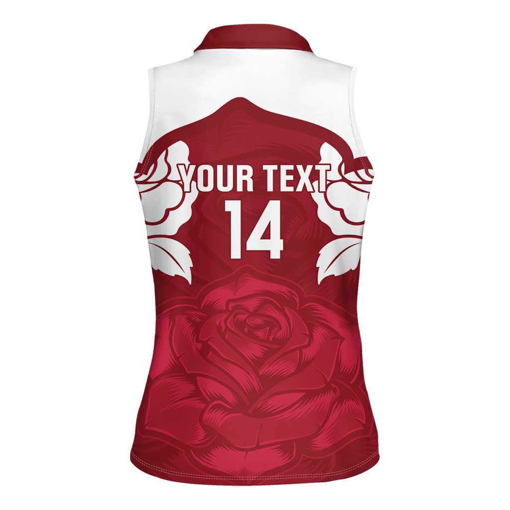 Custom England Rugby 2025 Women Sleeveless Polo Shirt Go Champions Red Rose - Wonder Print Shop