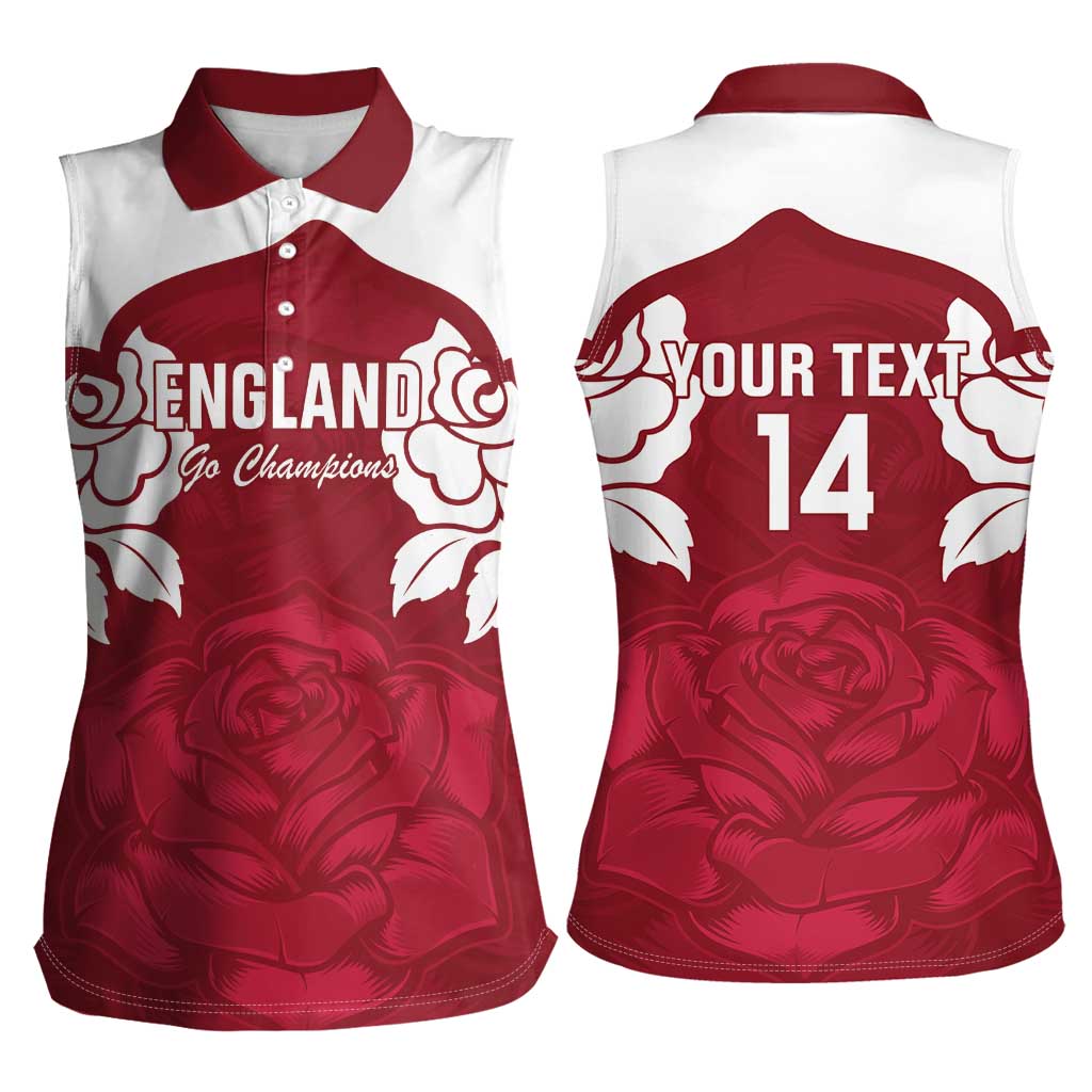 Custom England Rugby 2025 Women Sleeveless Polo Shirt Go Champions Red Rose - Wonder Print Shop