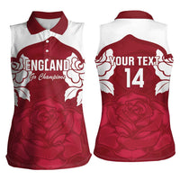 Custom England Rugby 2025 Women Sleeveless Polo Shirt Go Champions Red Rose - Wonder Print Shop