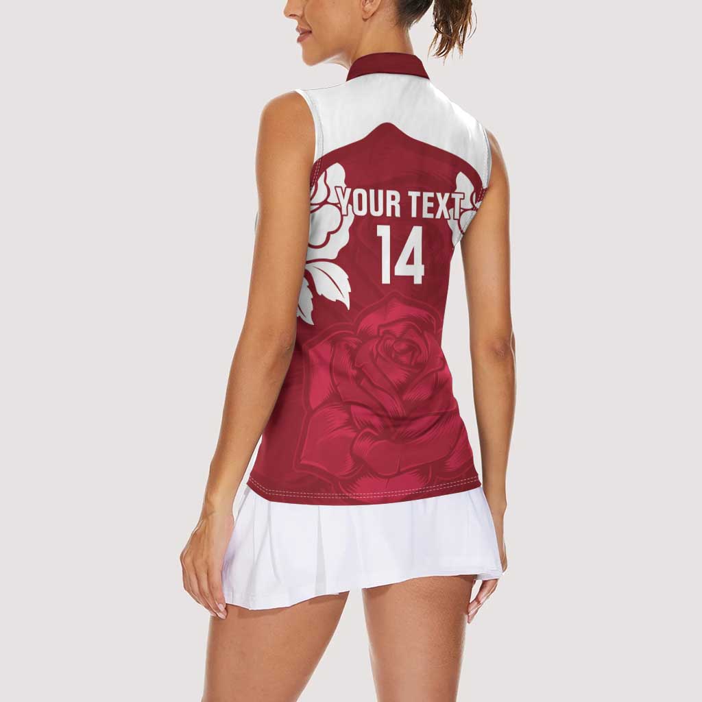Custom England Rugby 2025 Women Sleeveless Polo Shirt Go Champions Red Rose - Wonder Print Shop