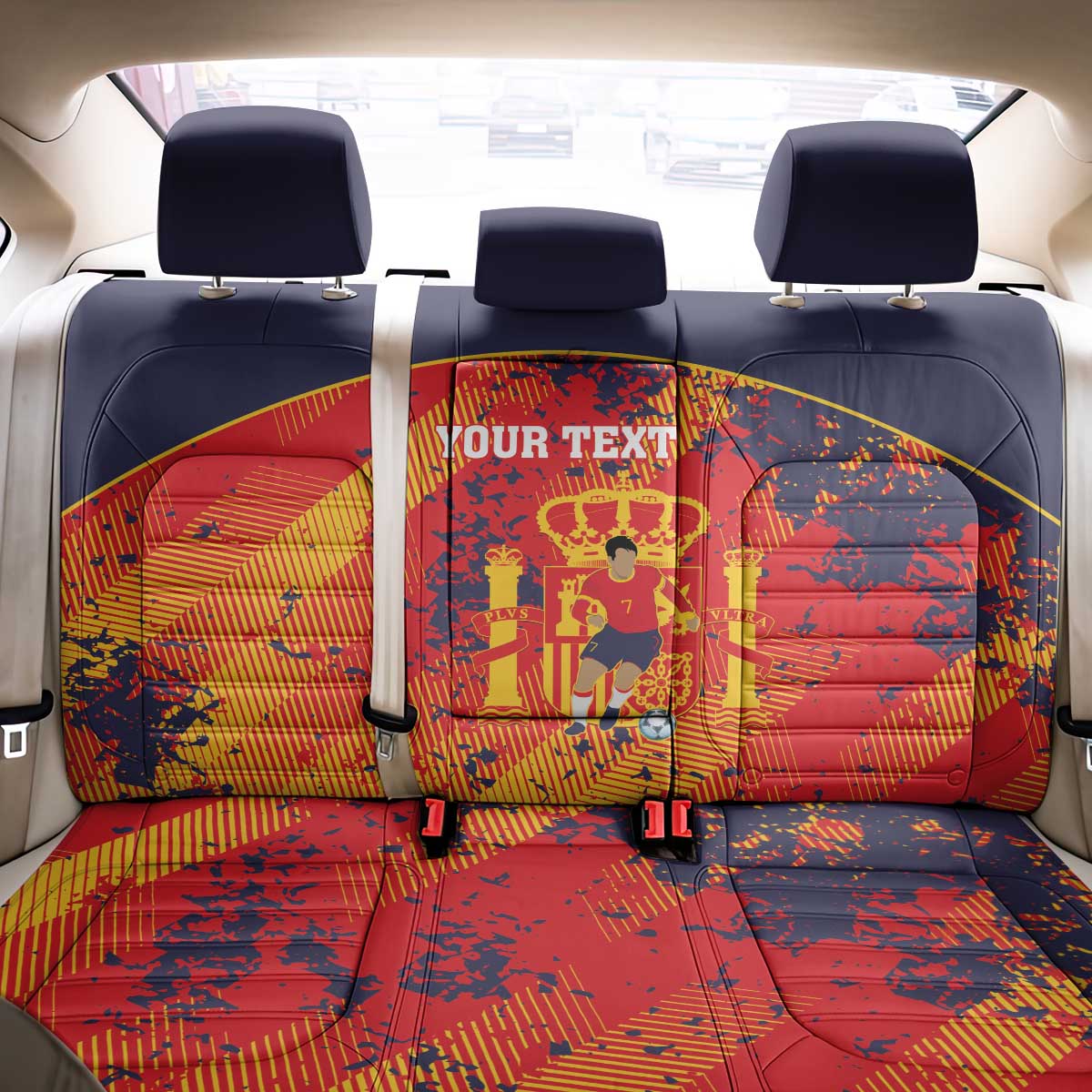 Spain 2026 Football Custom Back Car Seat Cover Espana La Roja Grunge Style