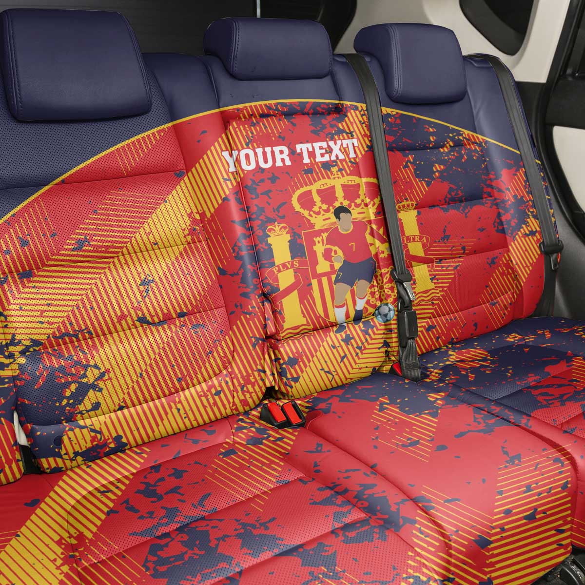 Spain 2026 Football Custom Back Car Seat Cover Espana La Roja Grunge Style