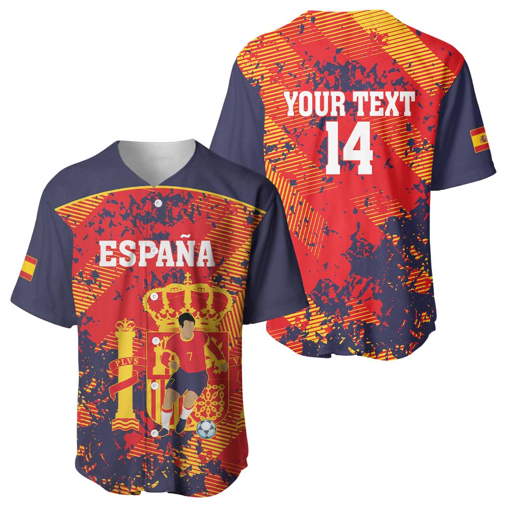 Spain 2026 Football Custom Baseball Jersey Espana La Roja Grunge Style