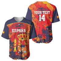 Spain 2026 Football Custom Baseball Jersey Espana La Roja Grunge Style