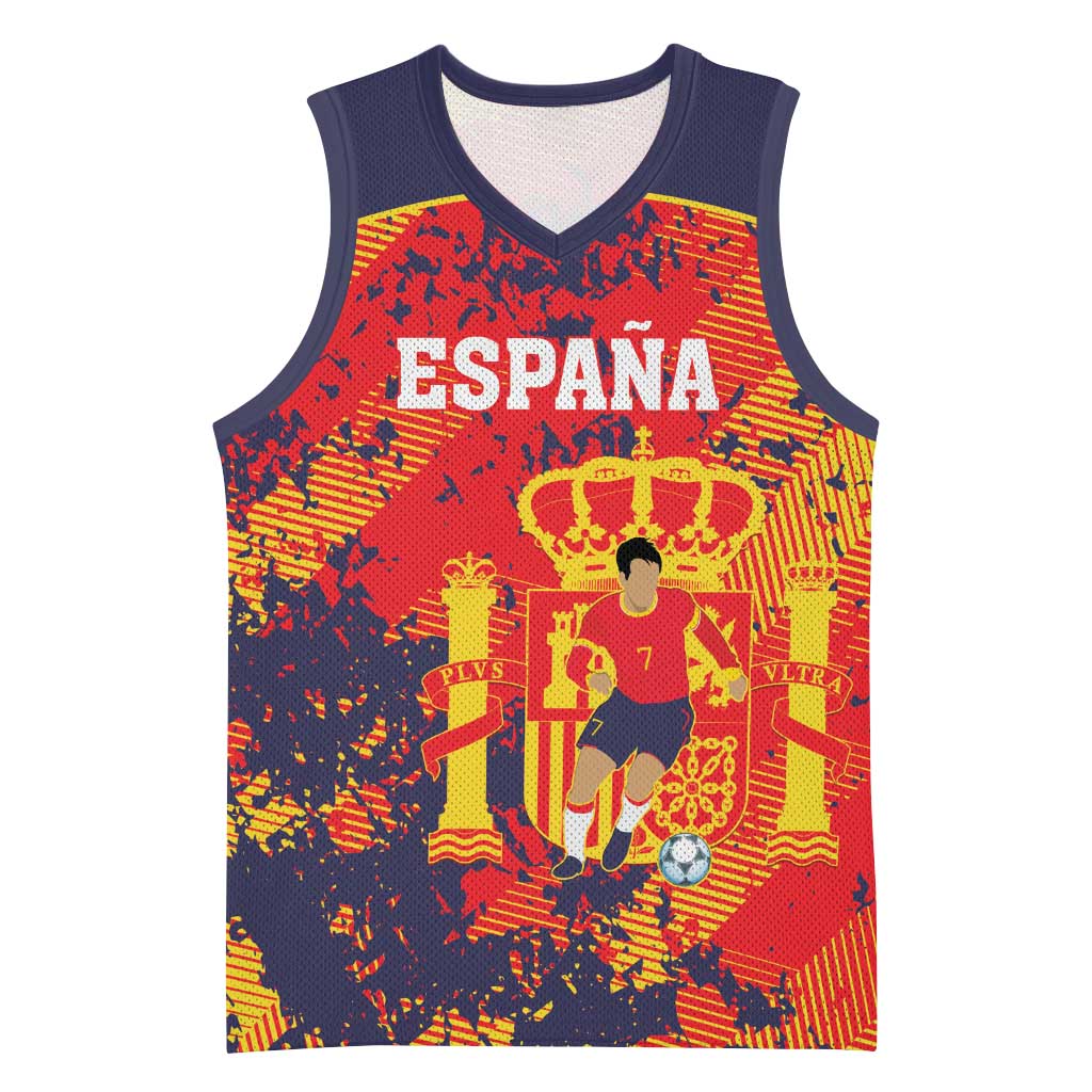Spain 2026 Football Custom Basketball Jersey Espana La Roja Grunge Style