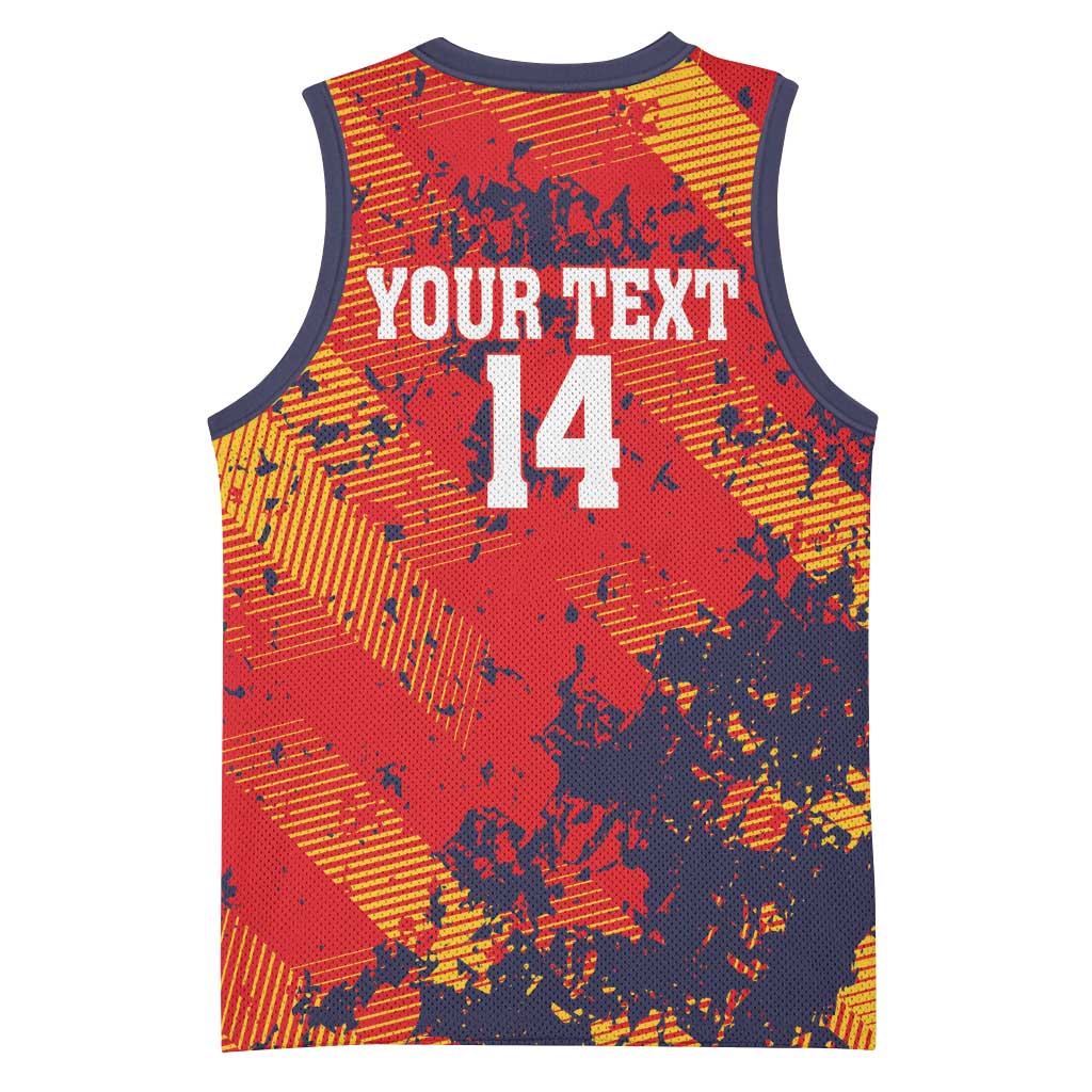 Spain 2026 Football Custom Basketball Jersey Espana La Roja Grunge Style