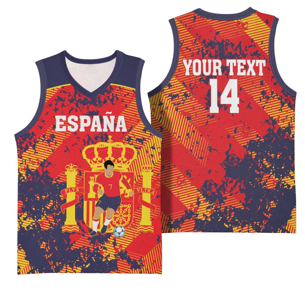 Spain 2026 Football Custom Basketball Jersey Espana La Roja Grunge Style