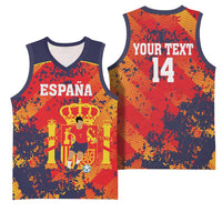 Spain 2026 Football Custom Basketball Jersey Espana La Roja Grunge Style