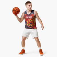 Spain 2026 Football Custom Basketball Jersey Espana La Roja Grunge Style