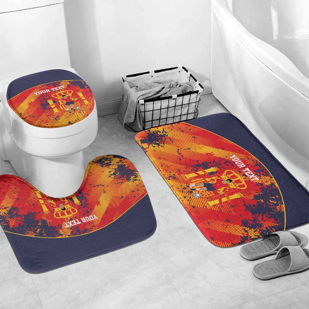 Spain 2026 Football Custom Bathroom Set Espana La Roja Grunge Style