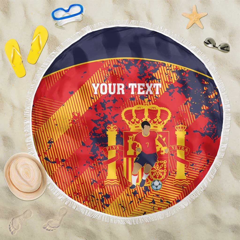 Spain 2026 Football Custom Beach Blanket Espana La Roja Grunge Style
