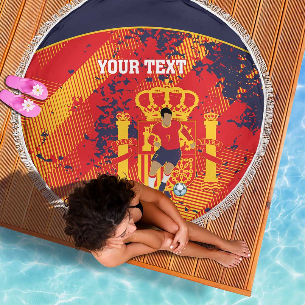 Spain 2026 Football Custom Beach Blanket Espana La Roja Grunge Style
