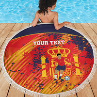 Spain 2026 Football Custom Beach Blanket Espana La Roja Grunge Style