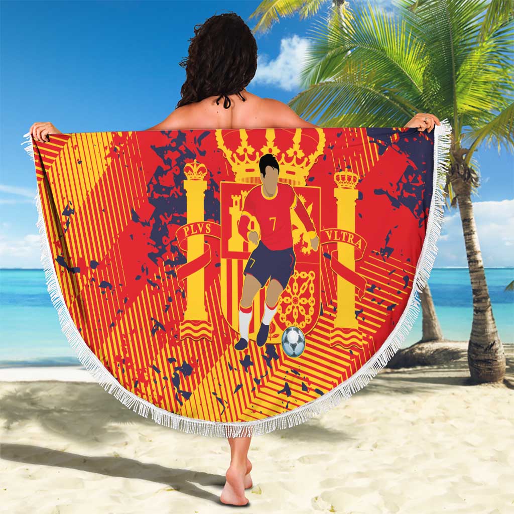 Spain 2026 Football Custom Beach Blanket Espana La Roja Grunge Style