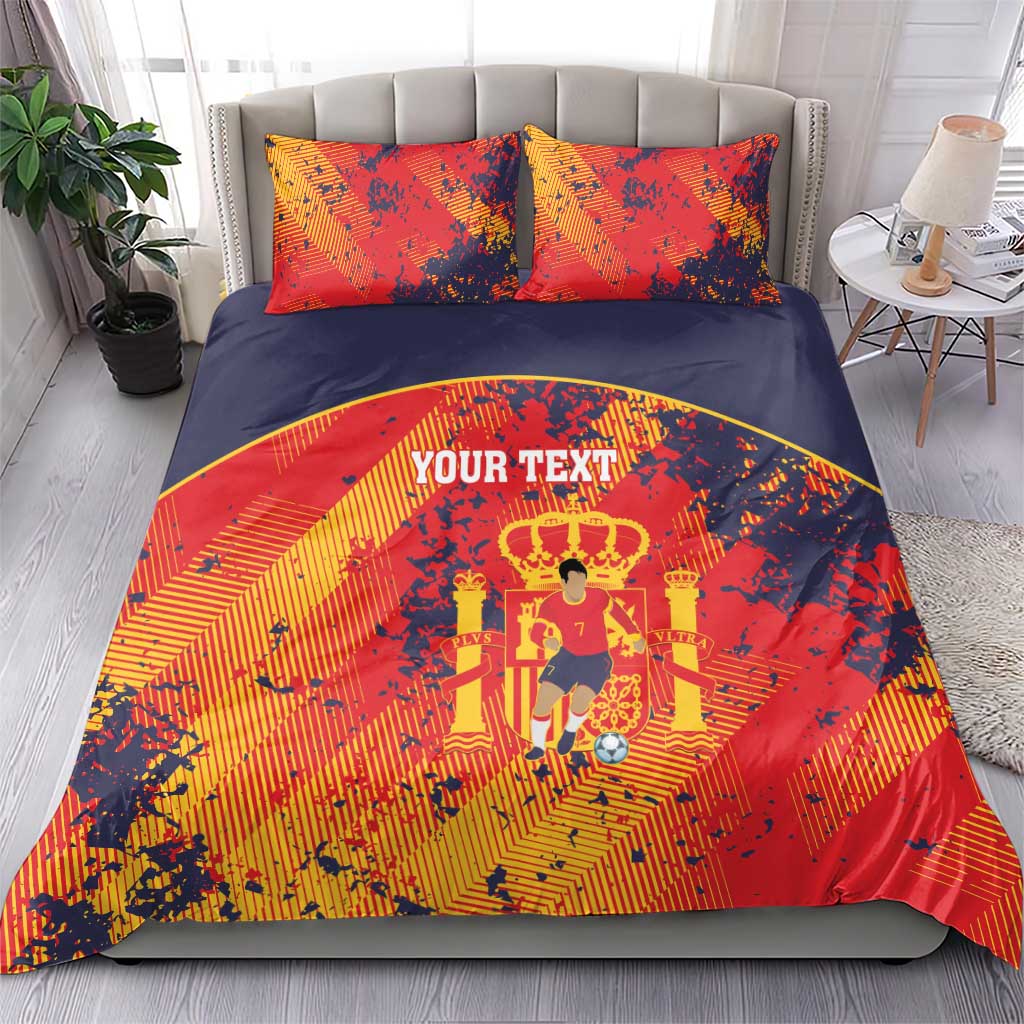 Spain 2026 Football Custom Bedding Set Espana La Roja Grunge Style
