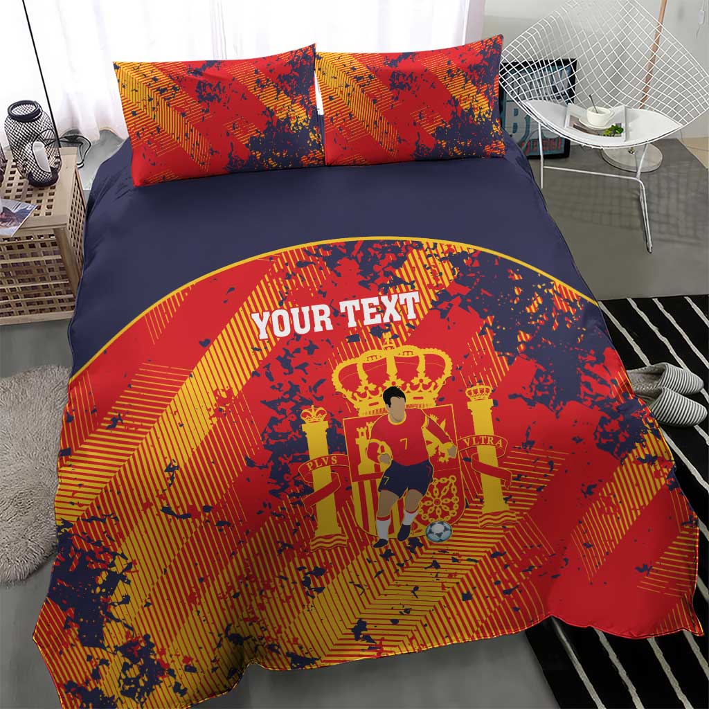 Spain 2026 Football Custom Bedding Set Espana La Roja Grunge Style
