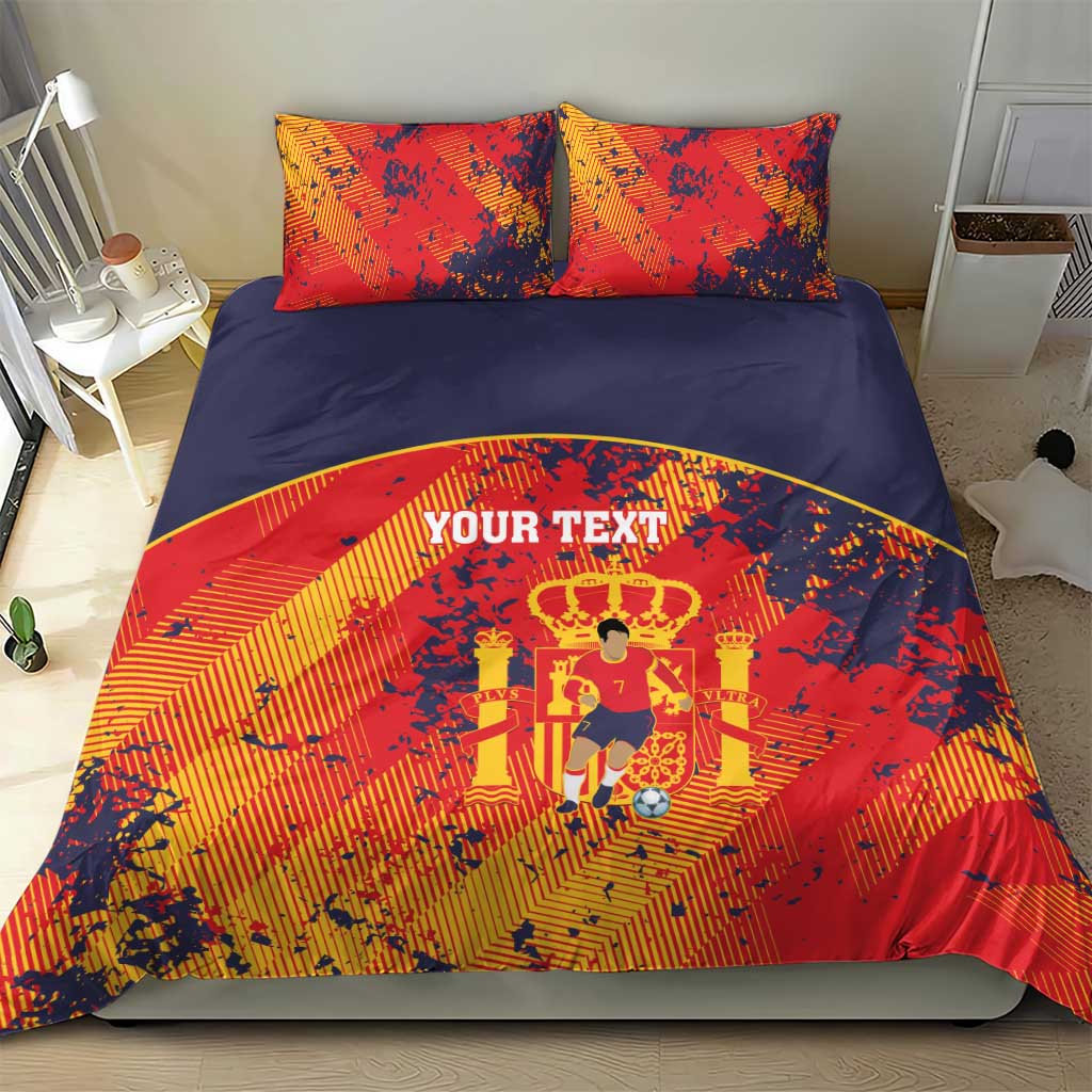 Spain 2026 Football Custom Bedding Set Espana La Roja Grunge Style