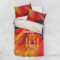 Spain 2026 Football Custom Bedding Set Espana La Roja Grunge Style