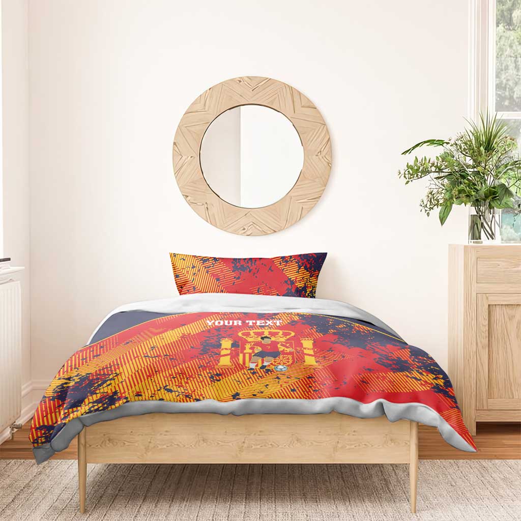 Spain 2026 Football Custom Bedding Set Espana La Roja Grunge Style