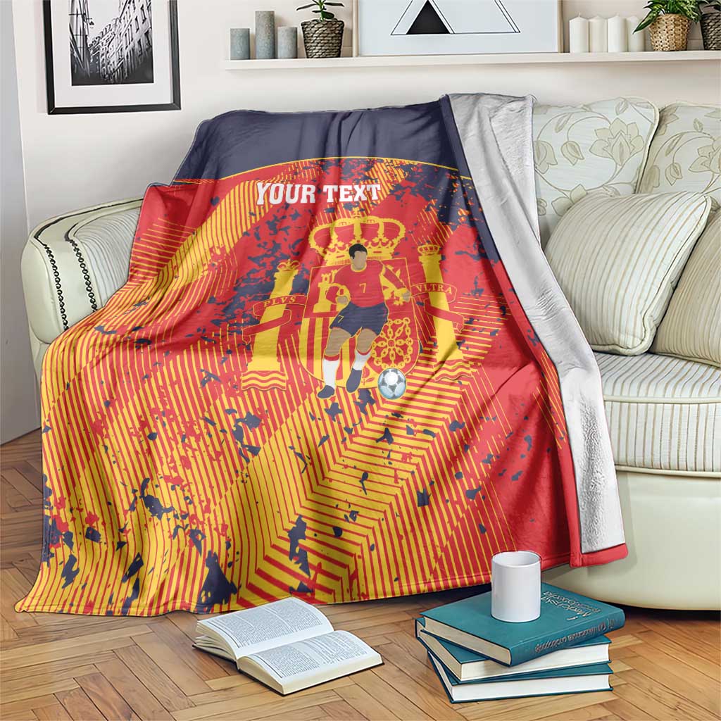Spain 2026 Football Custom Blanket Espana La Roja Grunge Style