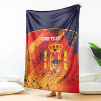 Spain 2026 Football Custom Blanket Espana La Roja Grunge Style