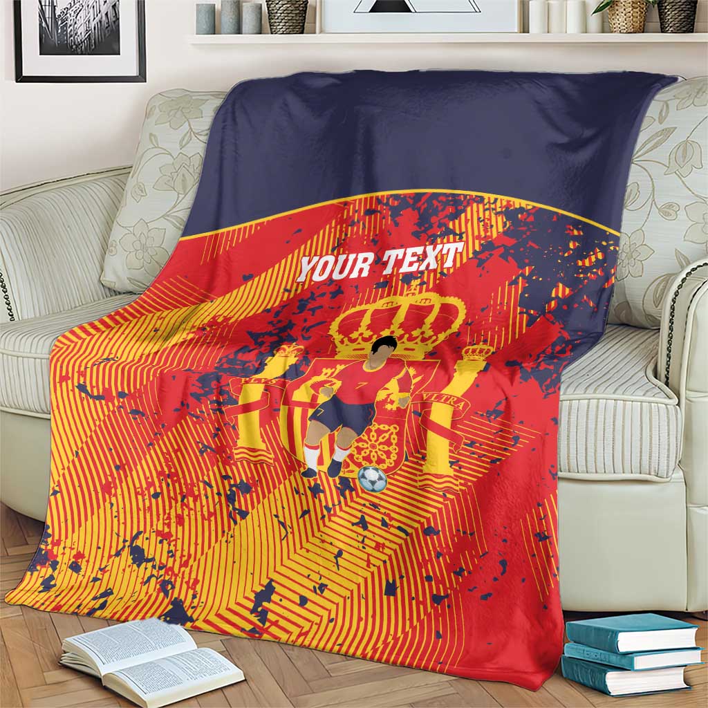Spain 2026 Football Custom Blanket Espana La Roja Grunge Style