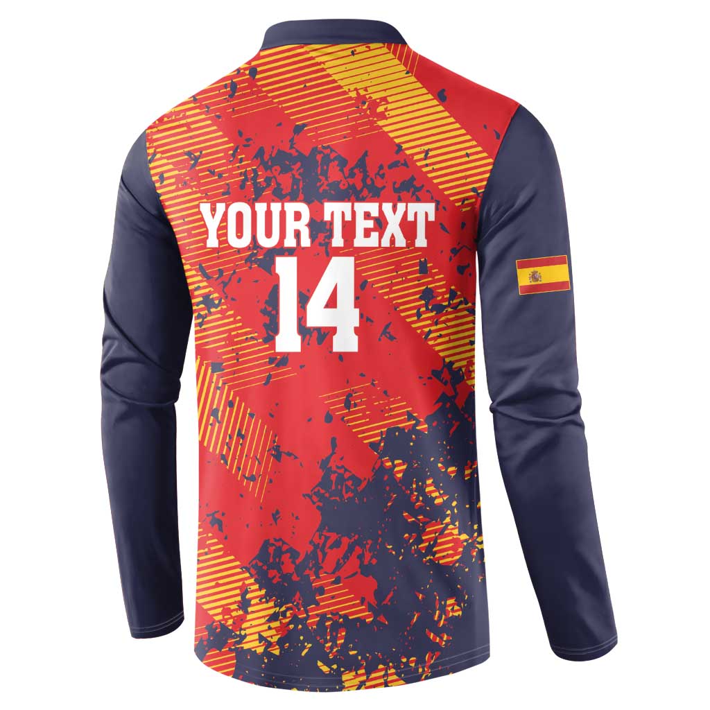 Spain 2026 Football Custom Button Sweatshirt Espana La Roja Grunge Style