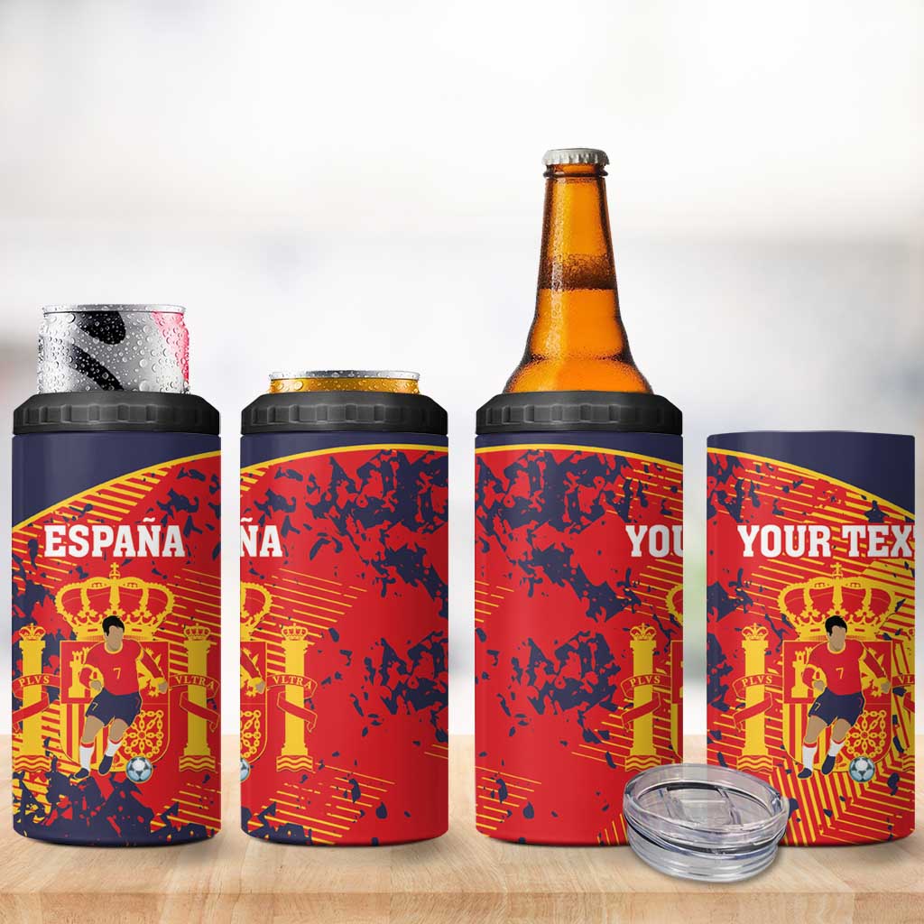 Spain 2026 Football Custom 4 in 1 Can Cooler Tumbler Espana La Roja Grunge Style
