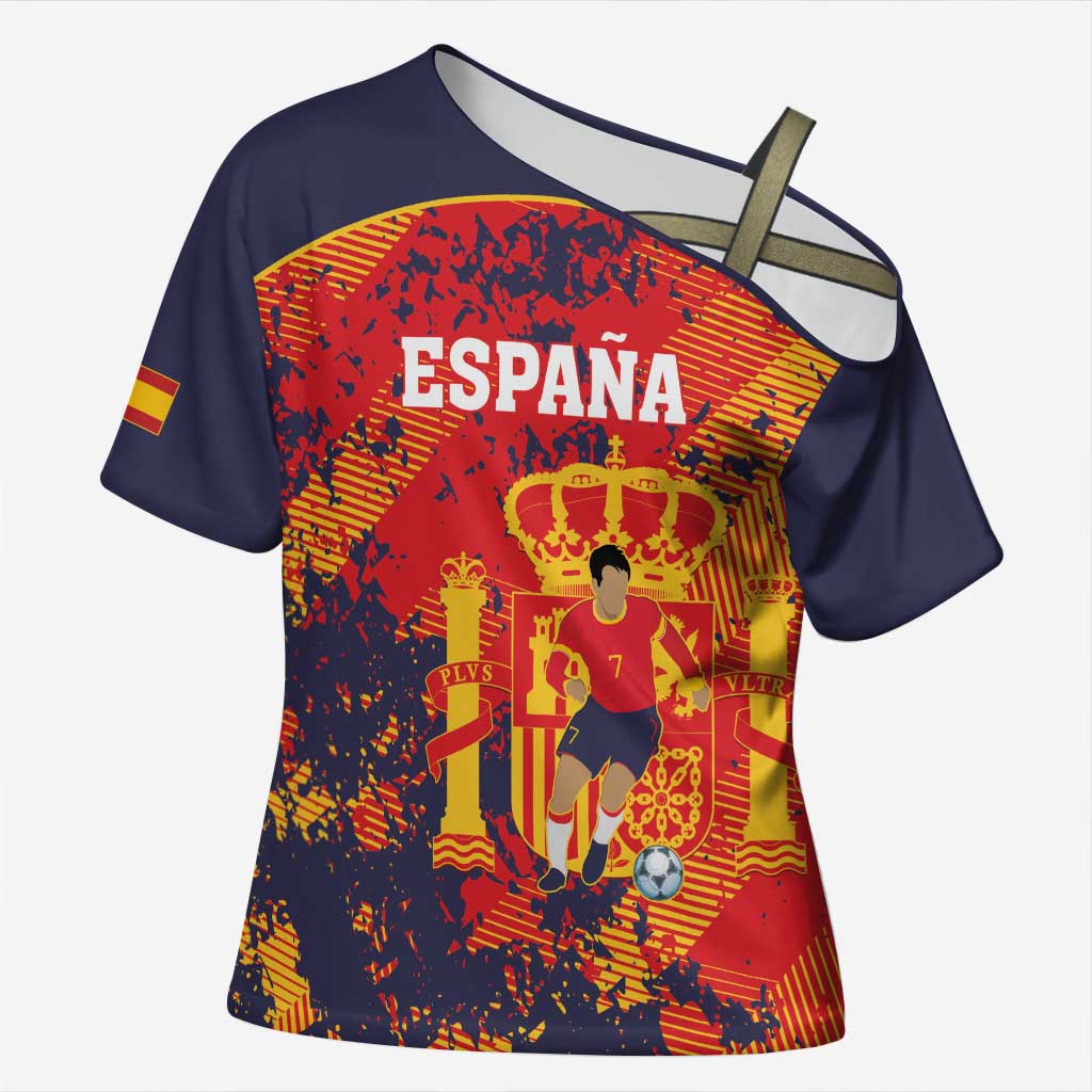 Spain 2026 Football Custom Cross Shoulder Shirt Espana La Roja Grunge Style
