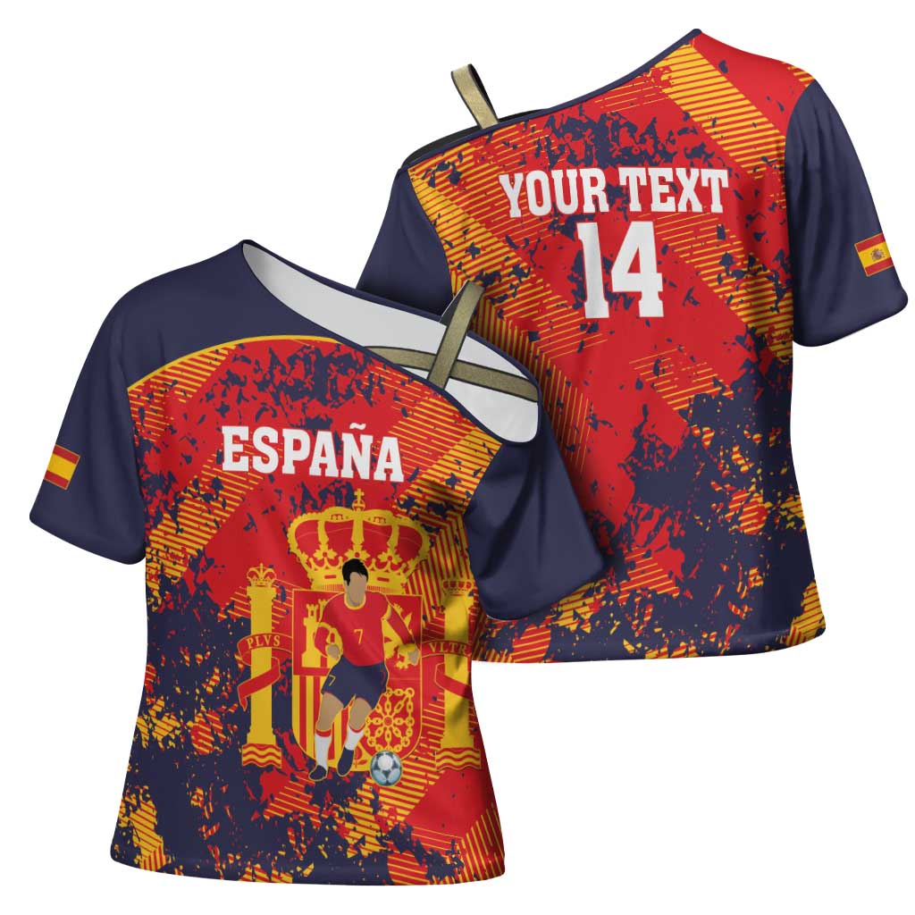 Spain 2026 Football Custom Cross Shoulder Shirt Espana La Roja Grunge Style