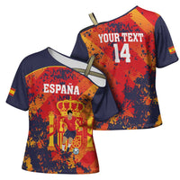 Spain 2026 Football Custom Cross Shoulder Shirt Espana La Roja Grunge Style