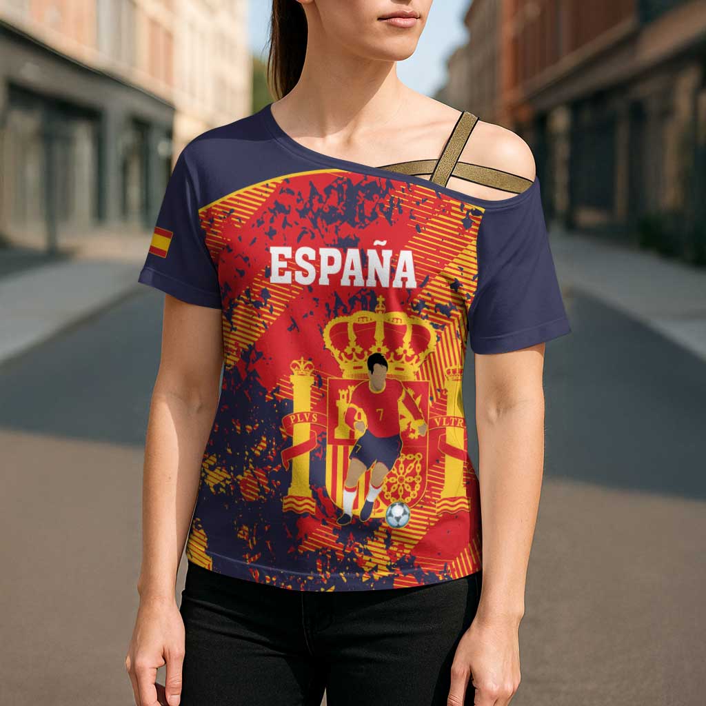 Spain 2026 Football Custom Cross Shoulder Shirt Espana La Roja Grunge Style