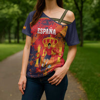 Spain 2026 Football Custom Cross Shoulder Shirt Espana La Roja Grunge Style
