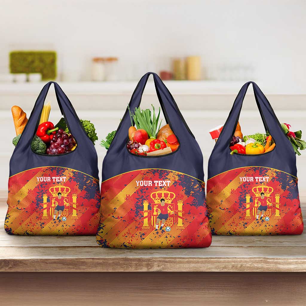 Spain 2026 Football Custom Grocery Bag Espana La Roja Grunge Style