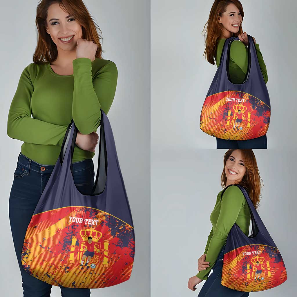 Spain 2026 Football Custom Grocery Bag Espana La Roja Grunge Style