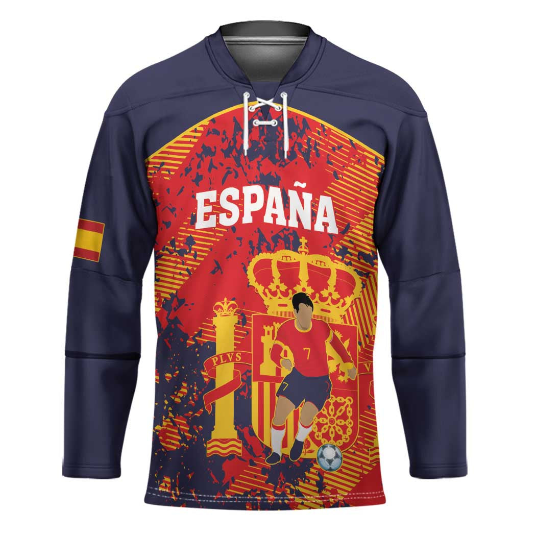 Spain 2026 Football Custom Hockey Jersey Espana La Roja Grunge Style