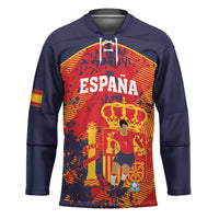 Spain 2026 Football Custom Hockey Jersey Espana La Roja Grunge Style